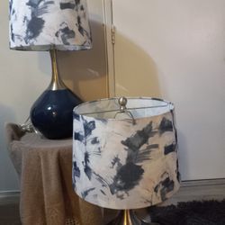 Two Beautiful Blue And White Table Lamps