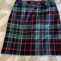 Talbots NWT Size 4 Tartan Skirt Plaid Wool Blend Holiday Green 32” X 20” Long
