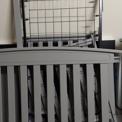 Gray Baby Crib+ Mattress 