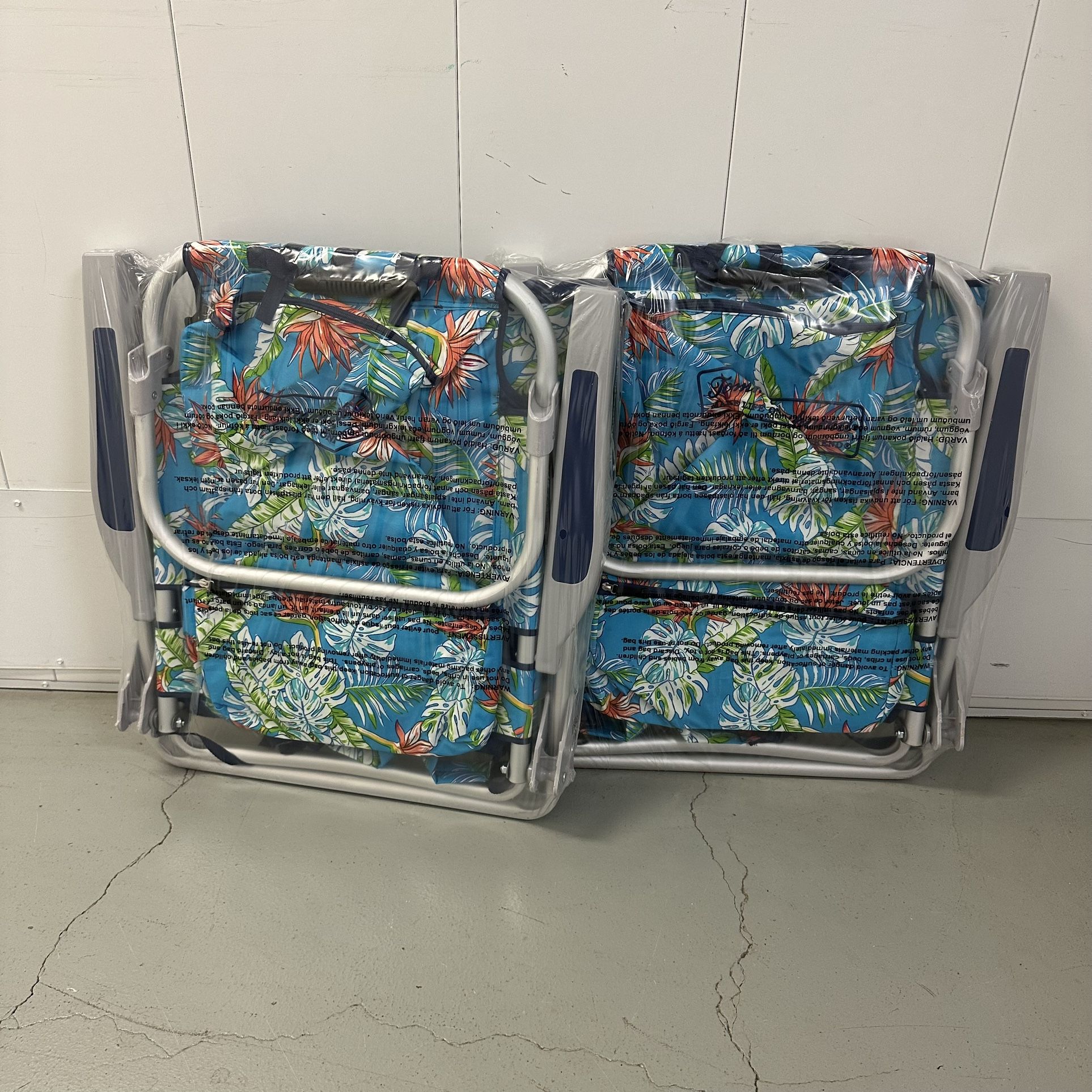 Set of 2 - Tommy Bahama Outdoor Folding Backpack Beach Chairs - New