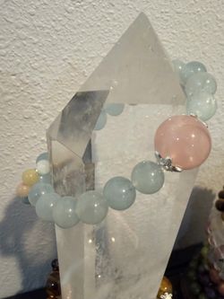 Aquamarine with rose quartz bracelet
