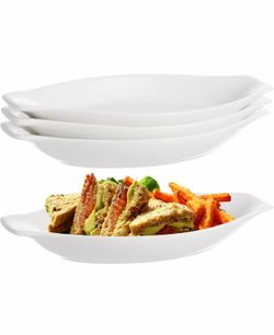 4 PCS Oval Au Gratin Baking Dishes, Ceramic