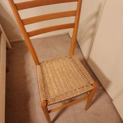 Mid-Century Modern Ladder Back Chair - Woven Rush Seat