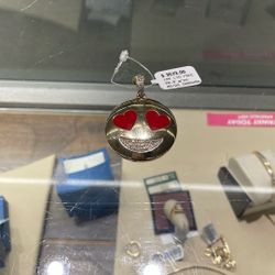 Solid 14K Heart Eyes Emoji Pendant 