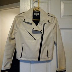 Broader New Off White Leather Jacket