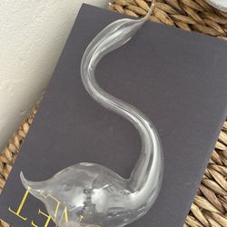 Vintage Hand Blown Thin Clear glass Swan With A Raised Neck Bud Vase Small Sculptural Retro 