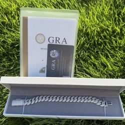 925S mossinate 12MM Two row Cuban bracelet