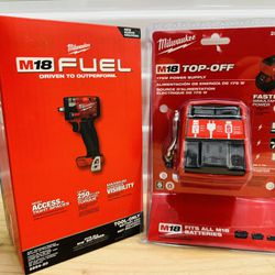 Milwaukee m18 3/8” compact impact wrench with m18 top off inverter (tool only)