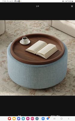 Light blue Verve 30'' Round Coffee Table With Storage