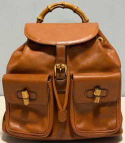 Gucci Vintage Leather Bamboo Backpack