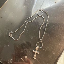 Silver toned cross necklace