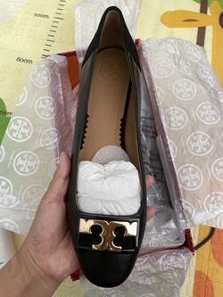 Tory Burch GIGI 20MM ROUND TOE FLAT-CALF LEATHER/ SILK SUEDE Size:6
