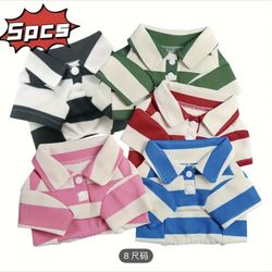 5-piece striped dog shirt breathable Polo T-shirt for small dogs, cats, girls, boys, puppy sweatshirt for chihuahuaha poodle teacup shi tsch yorkshire