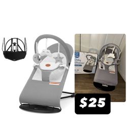 Baby Bouncer, Portable Baby Bouncer Seat for Babies 0-18 Months, 100% Cotton Fabrics, 3 Modes of use 