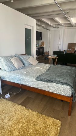 Move out sale- queen bed frame and mattress