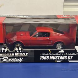 DIECAST 1/18 1968 MUSTANG GT RED BY ERTL/AMERICAN MUSCLE "RACING" NEW