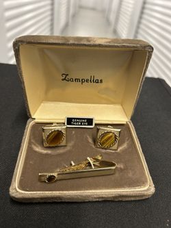 LAMPELLAS GENUINE TIGER EYE CUFF LINK SET