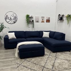 Navy Sectional Couch - Free Delivery 