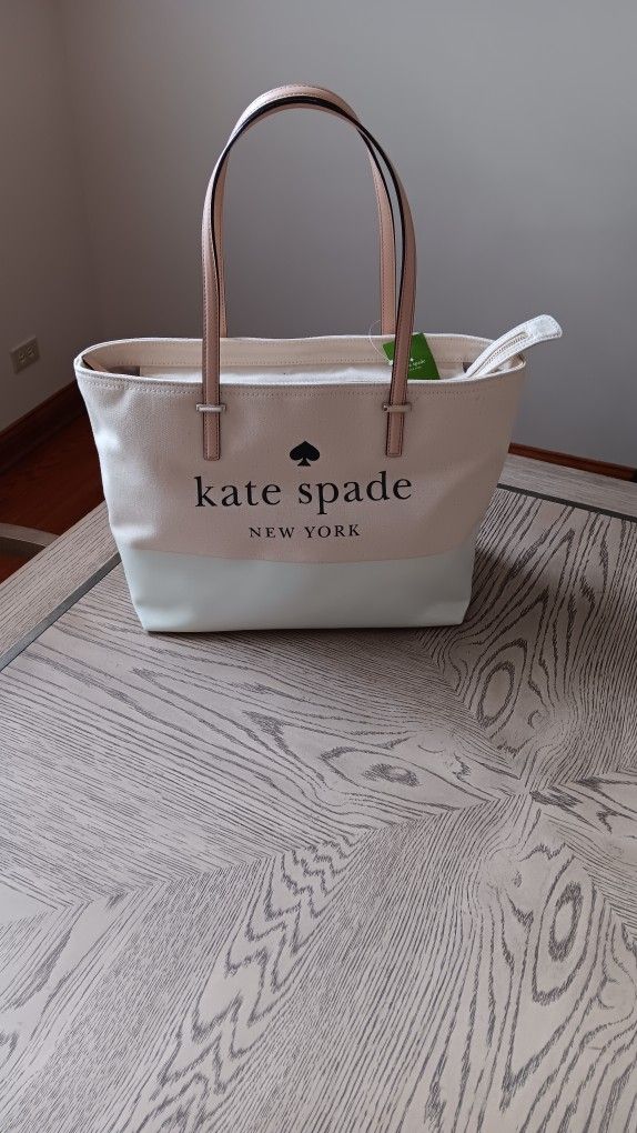KATE SPADE New York "Remmi Ash St" Zip Top Canvas Tote Bag
