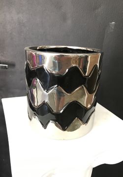 Silver and black vases
