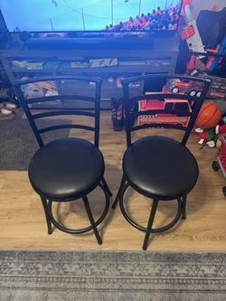 Leather Metal Bar Stools, Counter Height