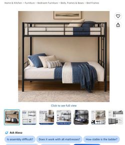 Bunk bed Twin Over Twin Heavy Duty Metal