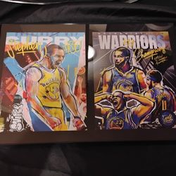 Stephen Curry And Golden State Warriors 12 inch x 18 inch GLASS Frame 