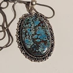 Turquoise With German Silver Necklace 