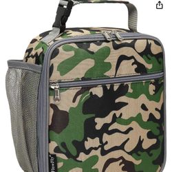 FlowFly Kids Lunch box Insulated Soft Bag Mini Cooler Back to School Thermal Meal Tote Kit for Girls, Boys, Forest