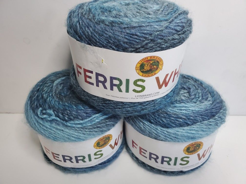 3 skien yarn bundle ferris wheel full moon blue