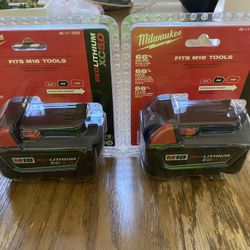 Two Brand New 5.0 Milwaukee Batteries 