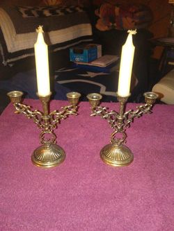 Vintage Interpur Made In Italy Solid Brass Candle Holders