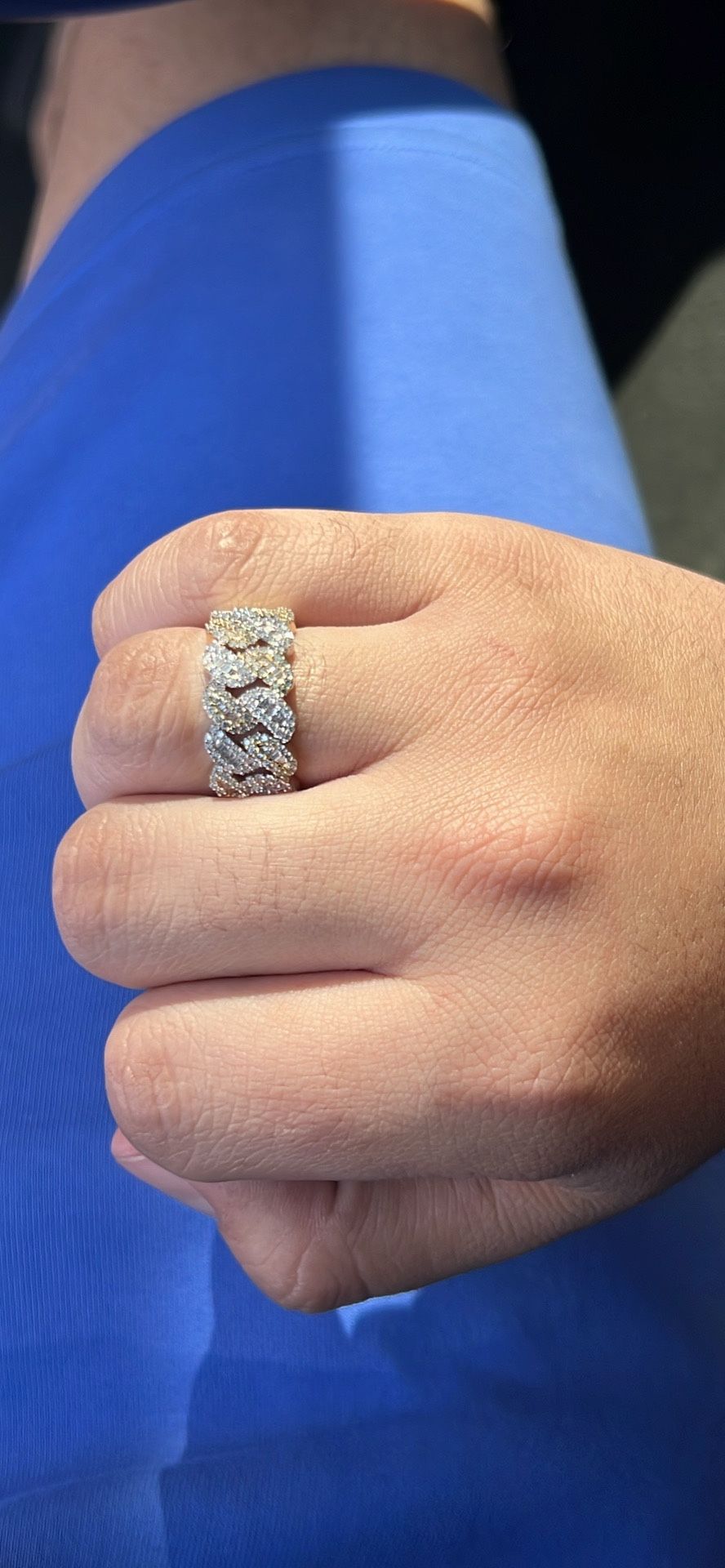 Gold Diamond Cuban Ring 10k