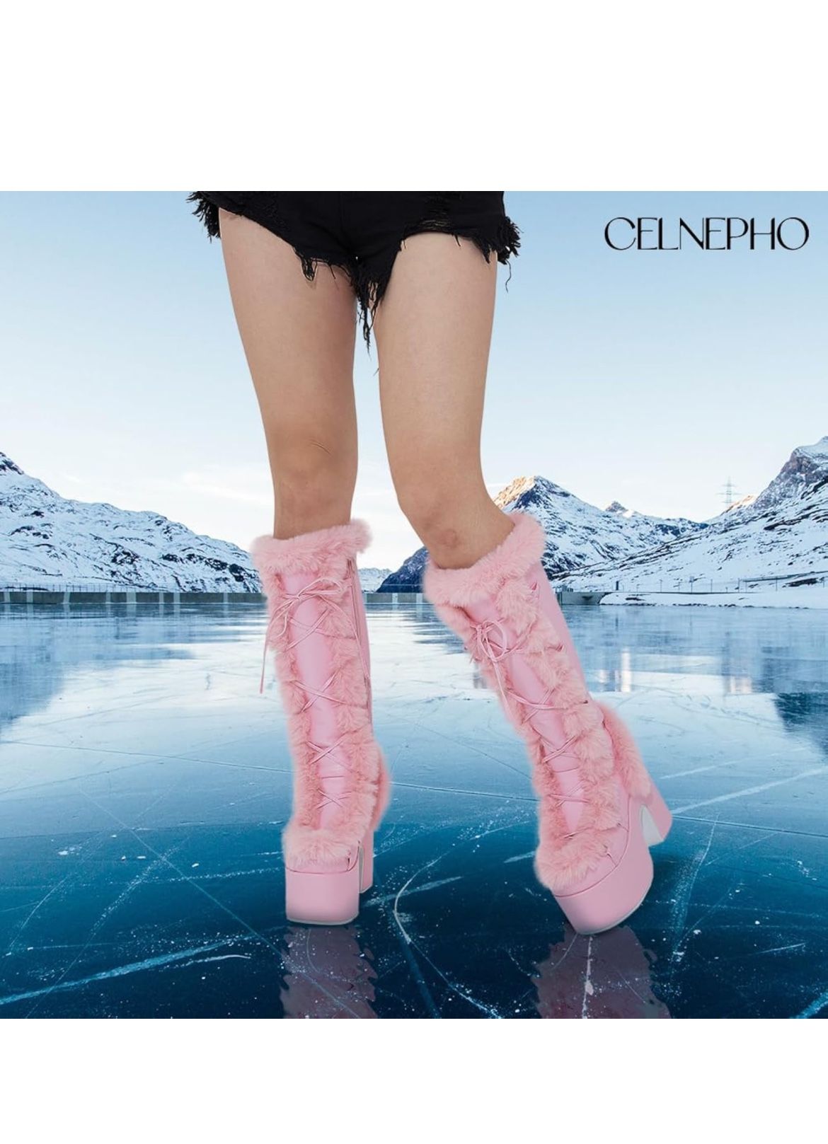 Platform Chunky Heel Winter Snow Boots