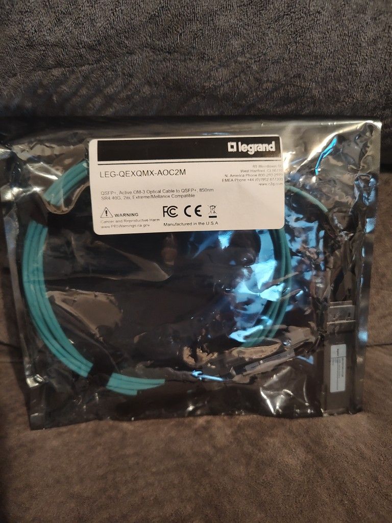 QSFP+, Active OM-3 Optical Cable to QSFP+, 850nm SR4 40G 2m