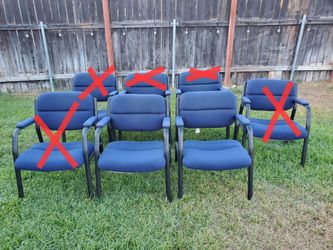 2 Blue Office Guest Lobby Waiting Room Upholsteted Chairs