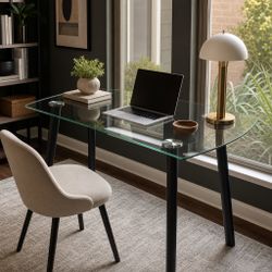 Modern Glass-Top Table – 51” L x 29.5” W x 29.5” H