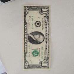 Rare Extremely Misaligned $10 Series 1969c bill