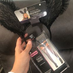 Brand New Bunny Ears And Fishnet Thigh Highs For Costume