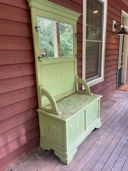 Green Wood Hall Tree with Storage Bench