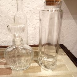 Vintage Ann's House of Nuts Clear Dome Shaped Glass Bottle / Jar w Cork Lid