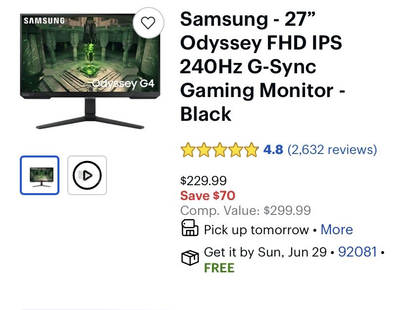 Samsung Odyssey FHD 240hz Gaming Monitor