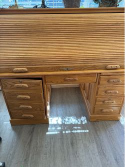 Solid Oak Roll Top Desk desk