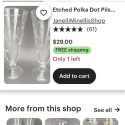 Etched Polka Dot Pilsner Glasses - Mid Century Barware -