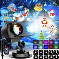 Upgrade Christmas Projector Lights Outdoor, 10HD Slides&10 Colors Ocean Wave Holiday Projector Light with Remote Control, Christmas Decorations L