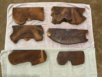 Live Edge Teak Wood Floating Shelves - Set of 6