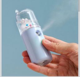 Facial Mist Sprayer, Face Moisturizer, Hand Humidifier, USB Rechargeable Cute Moisturizing Mini Facial Humidifier with Colorful Light, Mist Sprayer Fa