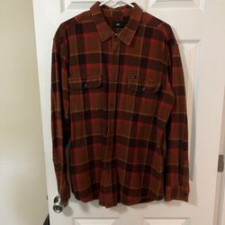 OBEY Flannel XL Mens Button Down Shirt Red Long Sleeve