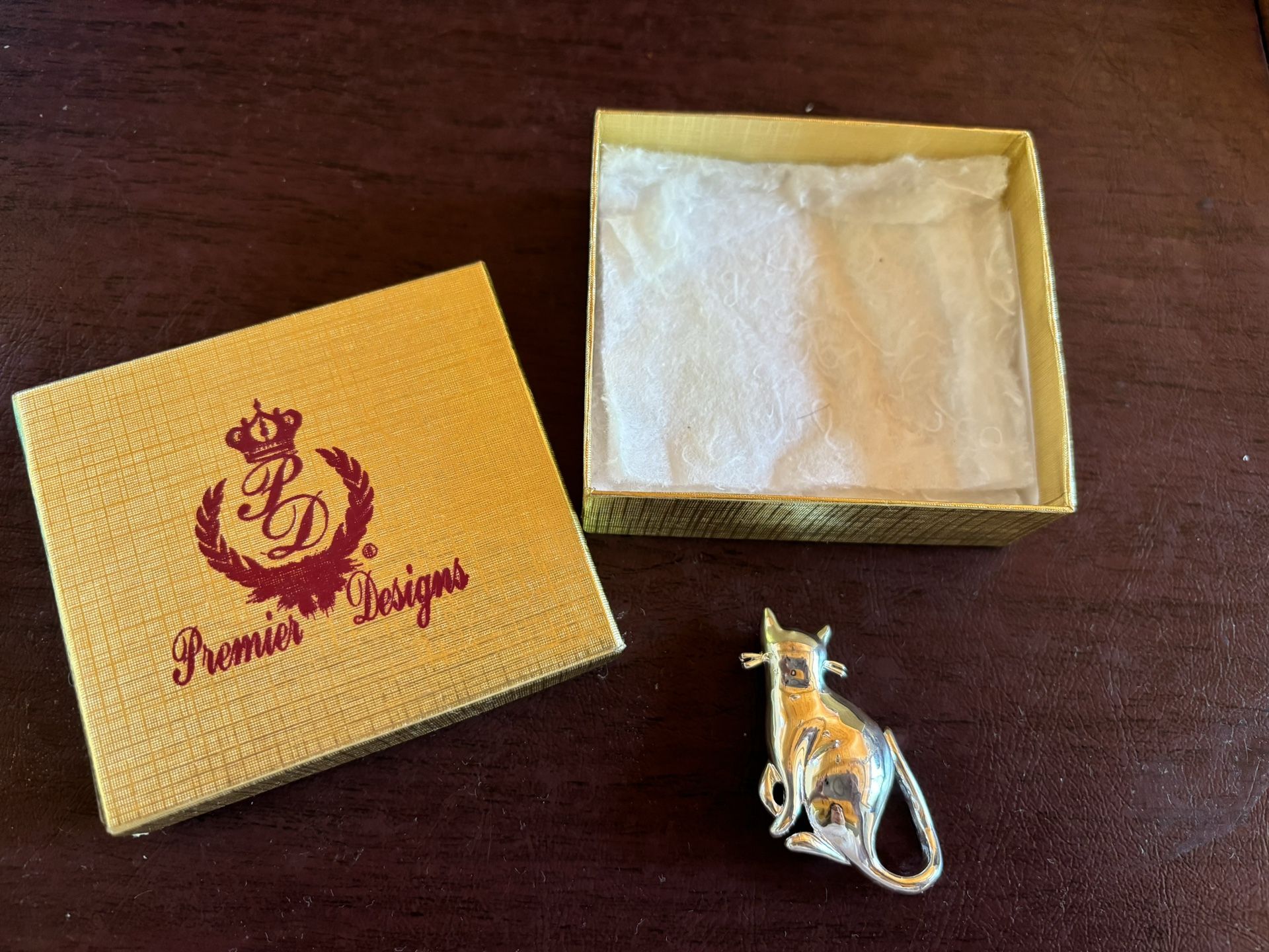 Premier Designs Vintage Collectible NWT Silver Tone Kitty Cat Brooch Jewelry