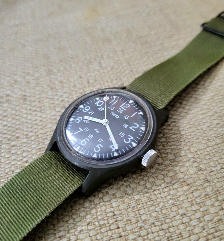 Vintage Timex McGyver Military Watch.  Windup/ 35mm. Good Condition And Working Good. 